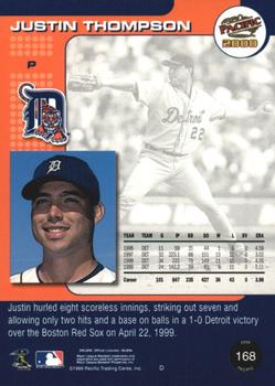 2000 Pacific - Gold #168 Justin Thompson Back