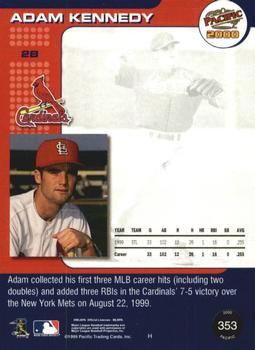 2000 Pacific - Gold #353 Adam Kennedy Back