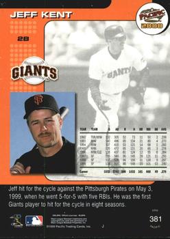 2000 Pacific - Gold #381 Jeff Kent Back