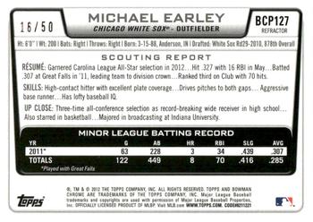 2012 Bowman Chrome - Prospects Gold Refractor #BCP127 Michael Earley Back