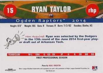 2014 Grandstand Ogden Raptors #NNO Ryan Taylor Back