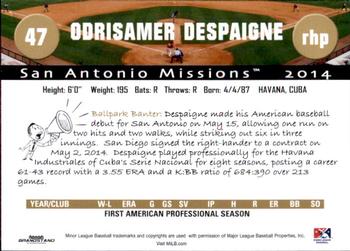 2014 Grandstand San Antonio Missions #9 Odrisamer Despaigne Back