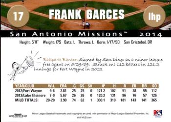 2014 Grandstand San Antonio Missions #11 Frank Garces Back