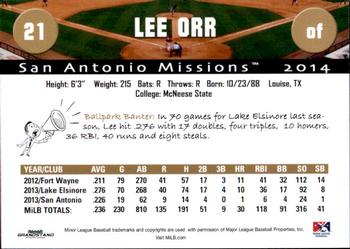 2014 Grandstand San Antonio Missions #27 Lee Orr Back