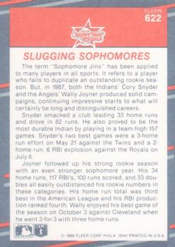 1988 Fleer #622 Wally Joyner / Cory Snyder Back