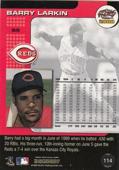 2000 Pacific - Ruby #114 Barry Larkin  Back