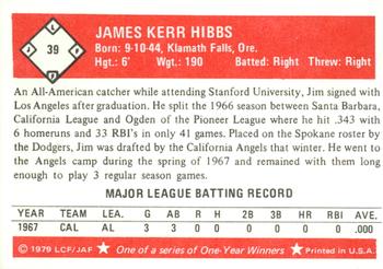 1979 Fritsch One-Year Winners #39 Jim Hibbs Back