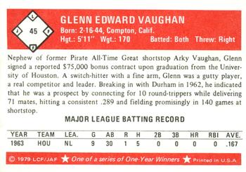 1979 Fritsch One-Year Winners #45 Glenn Vaughan Back