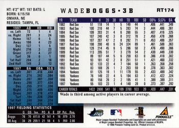 1998 Score Rookie & Traded #RT174 Wade Boggs Back