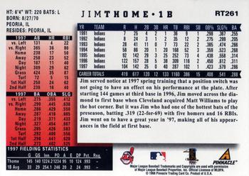 1998 Score Rookie & Traded #RT261 Jim Thome Back