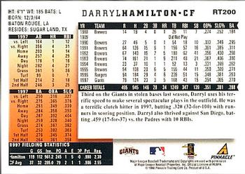 1998 Score Rookie & Traded #RT200 Darryl Hamilton Back