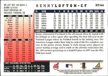 1998 Score Rookie & Traded #RT44 Kenny Lofton Back