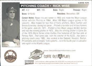 2008 Choice Lancaster Barnstormers #29 Rick Wise Back