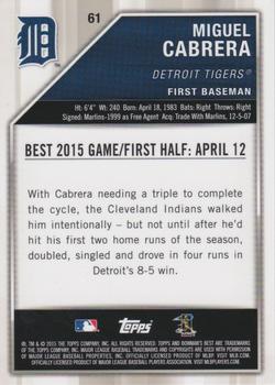 2015 Bowman's Best - Atomic Refractor #61 Miguel Cabrera Back