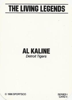 1986 Sportsco The Living Legends (unlicensed) #4 Al Kaline Back