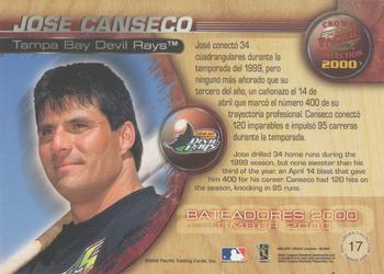 2000 Pacific Crown Collection - Timber 2000 #17 Jose Canseco  Back