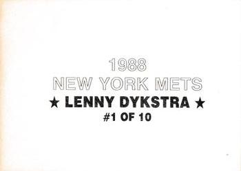 1988 New York Mets (unlicensed) #1 Lenny Dykstra Back