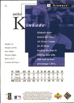 1998 SP Authentic #12 Mike Kinkade Back