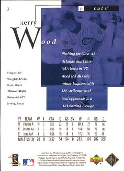 1998 SP Authentic #3 Kerry Wood Back