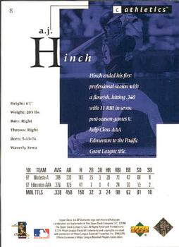 1998 SP Authentic #8 A.J. Hinch Back