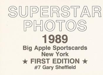 1989 Big Apple Sportscards Superstar Photos (unlicensed) #7 Gary Sheffield Back