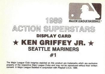1989 Action Superstars MLB Logo Test (unlicensed) #1 Ken Griffey Jr. Back