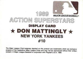 1989 Action Superstars MLB Logo Test (unlicensed) #10 Don Mattingly Back