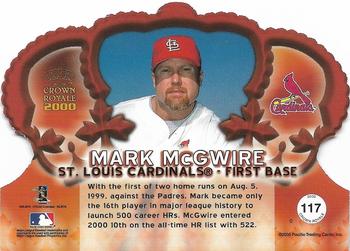 2000 Pacific Crown Royale - Red #117 Mark McGwire  Back