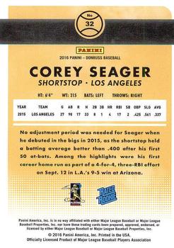 2016 Donruss #32 Corey Seager Back