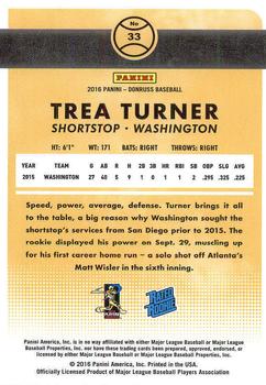 2016 Donruss #33 Trea Turner Back