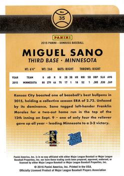 2016 Donruss #35 Miguel Sano Back