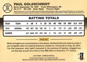 2016 Donruss #56 Paul Goldschmidt Back
