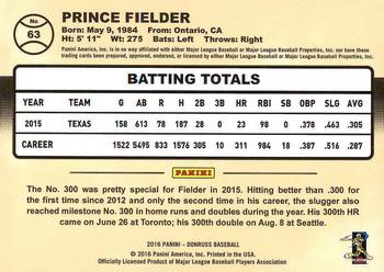 2016 Donruss #63 Prince Fielder Back