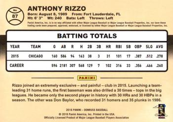 2016 Donruss #87 Anthony Rizzo Back