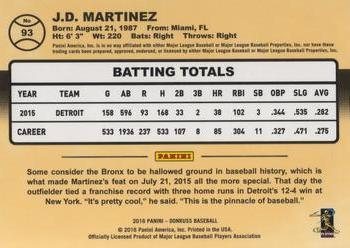 2016 Donruss #93 J.D. Martinez Back