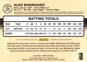 2016 Donruss #136 Alex Rodriguez Back