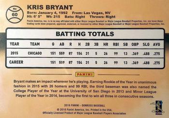 2016 Donruss #60 Kris Bryant Back