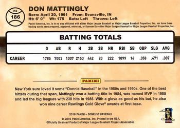 2016 Donruss #186 Don Mattingly Back