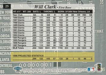 1998 Sports Illustrated #25 Will Clark Back