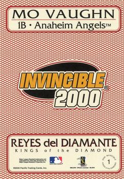 2000 Pacific Invincible - Kings of the Diamond #1 Mo Vaughn  Back