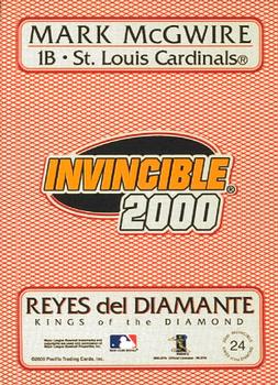 2000 Pacific Invincible - Kings of the Diamond #24 Mark McGwire  Back