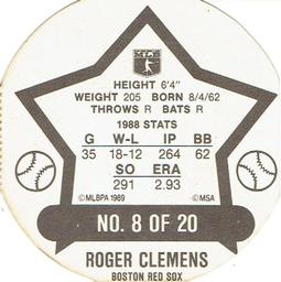 1989 Super Stars Discs #8 Roger Clemens Back