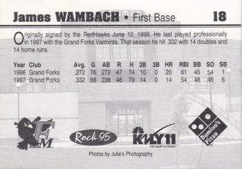 1999 Fargo-Moorhead RedHawks #NNO James Wambach Back