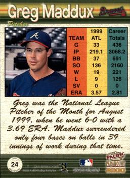 2000 Pacific Paramount - Copper #24 Greg Maddux  Back