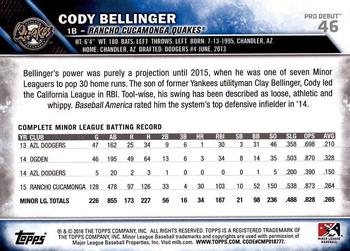 2016 Topps Pro Debut #46 Cody Bellinger Back