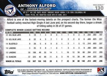 2016 Topps Pro Debut #130 Anthony Alford Back