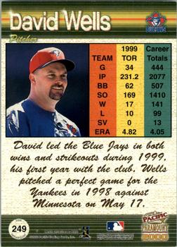 2000 Pacific Paramount - Holo-Silver #249 David Wells  Back