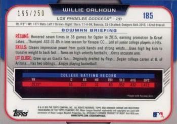 2015 Bowman Draft - Chrome Purple Refractors #185 Willie Calhoun Back
