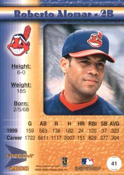 2000 Pacific Prism - Holographic Blue #41 Roberto Alomar  Back