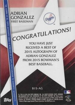 2015 Bowman's Best - Best of 2015 Autographs #B15-AG Adrian Gonzalez Back